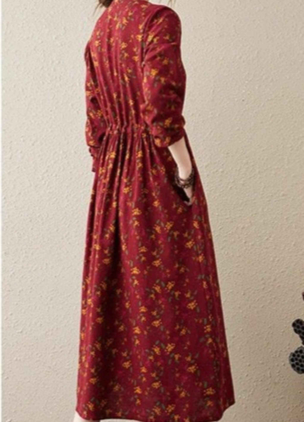Best Printed A-LINE floral full-sleeve dress for Women - Try Modest Limited
