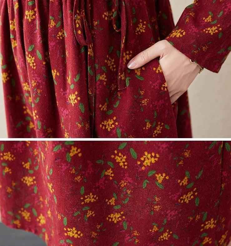 Best Printed A-LINE floral full-sleeve dress for Women - Try Modest Limited