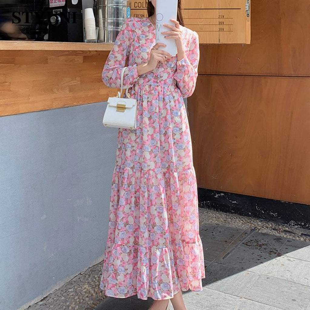 Best Simple Women's Blossom-Pink chiffon maxi dress - Try Modest Limited