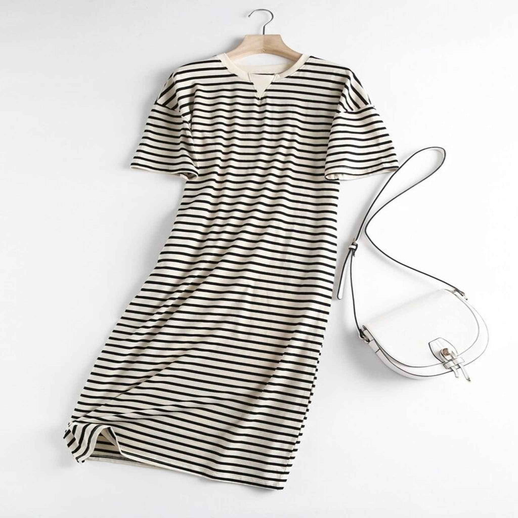 Black and white striped dress with pockets - Try Modest Limited