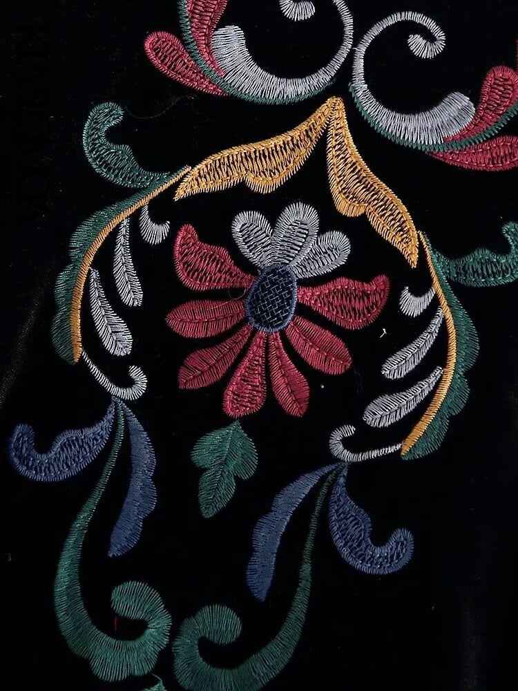 Black velvet embroidered blazer for women-Vintage style - Try Modest Limited