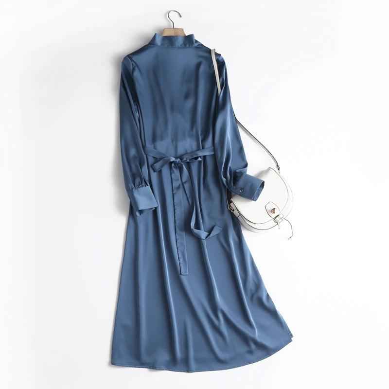 Buy Best Casual Royal Satin V Neck belt style Dress - Try Modest Limited