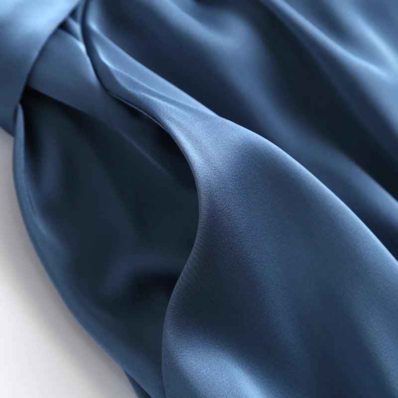 Buy Best Casual Royal Satin V Neck belt style Dress - Try Modest Limited