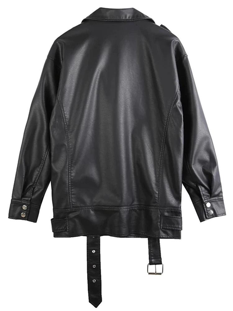 Black-Faux leather Jacket Try Modest