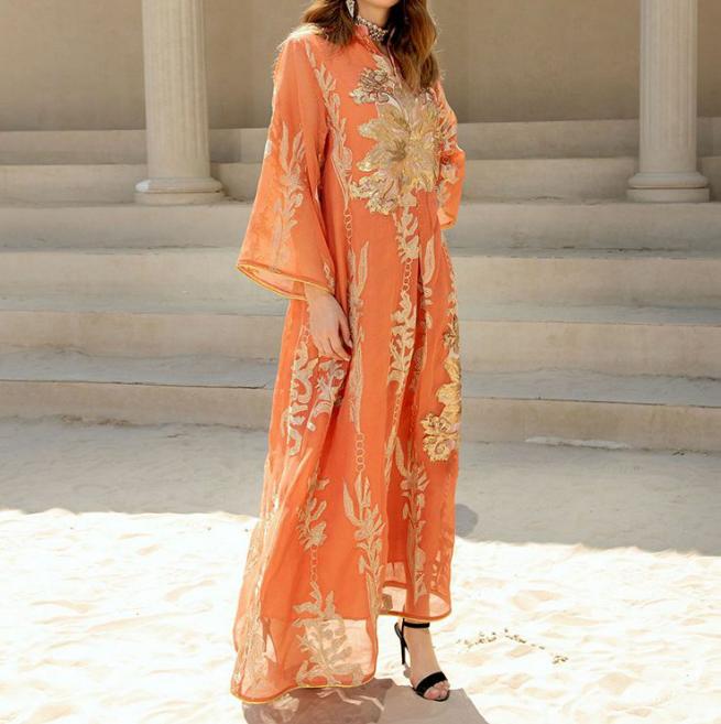 Casual Sequin kaftan embroidered Evening dress - Try Modest Limited 