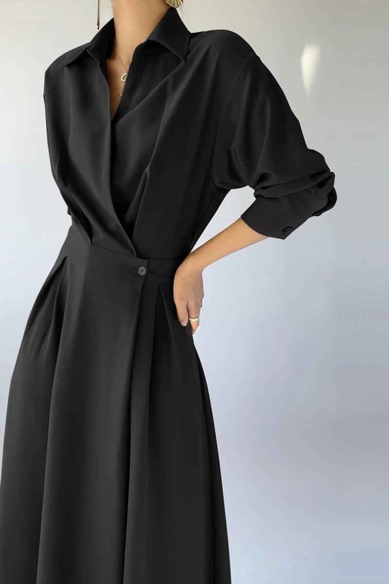 Casual Simple Women's A Line midi Polyester shirt dress - Try Modest Limited
