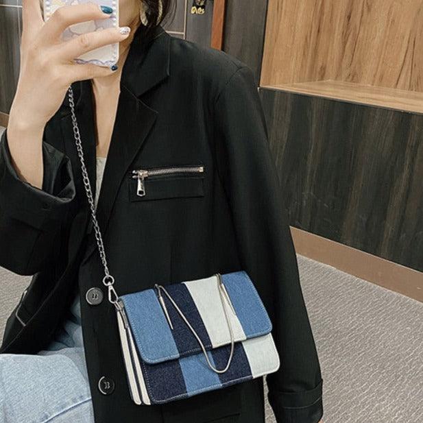 Casual flap denim Patchwork crossbody/handbag - Try Modest Limited 