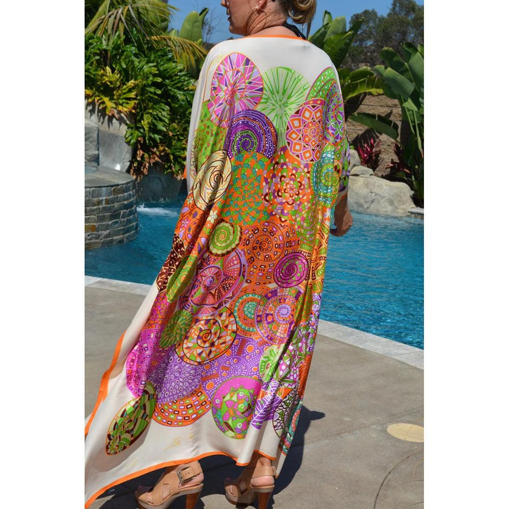 Colorful bohemian batsleeve beach dress - Try Modest Limited