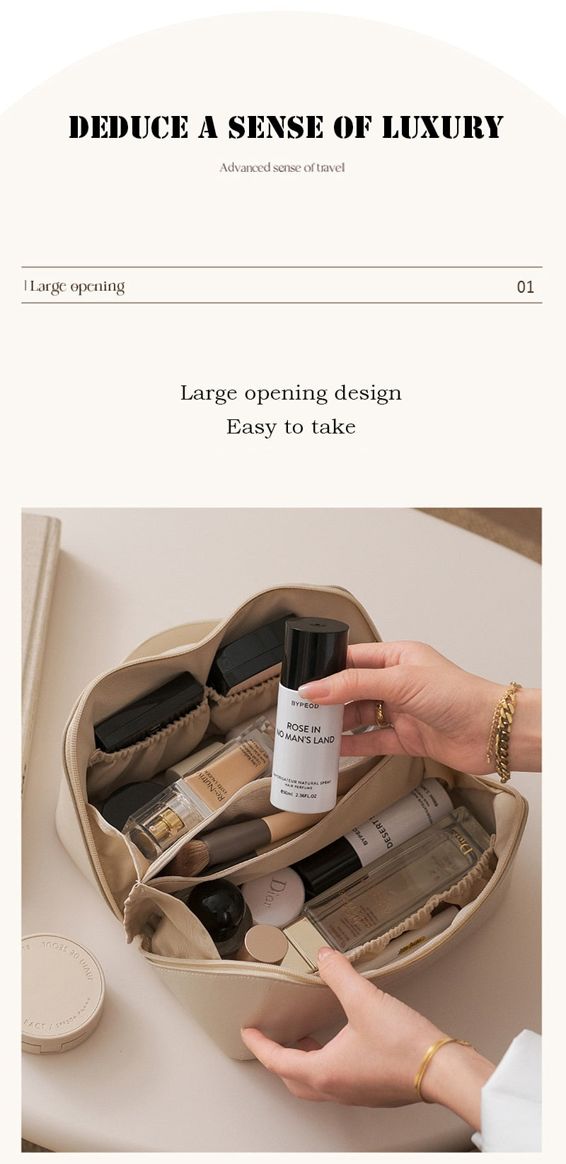 Comfortable Ladies Spacious Pu Leather Travel Cosmetic Bag - Try Modest Limited