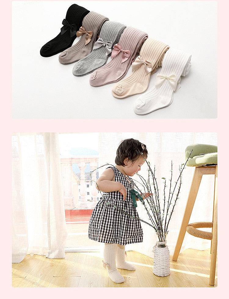 Cotton tights with a bow for girls - Try Modest Limited