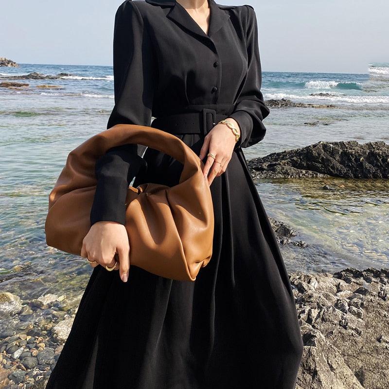 Elegance- Black maxi dress with belt Try Modest