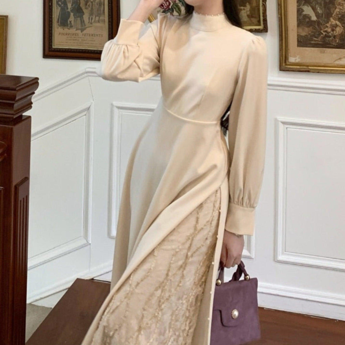 modest formal midi dresses Athena Modest Midi in Off White Small
