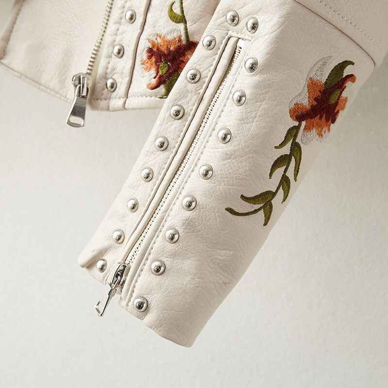 Embroidered Fuax Leather Jacket - Try Modest Limited