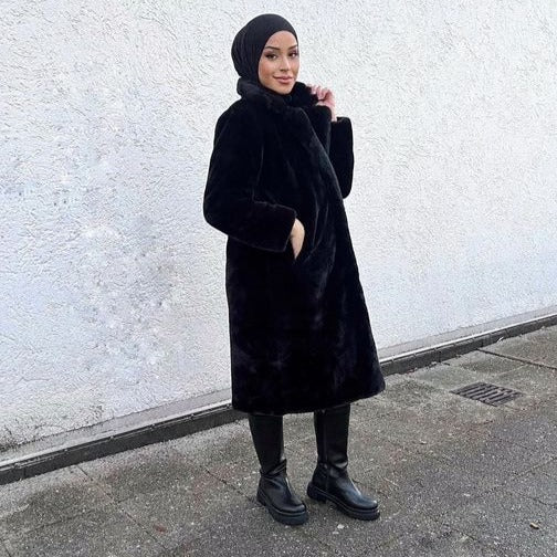 Faux fur black coat