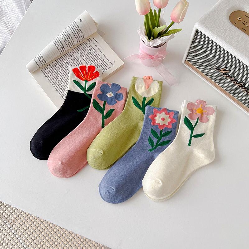 Flower mid-tube Women Socks - Try Modest Limited 