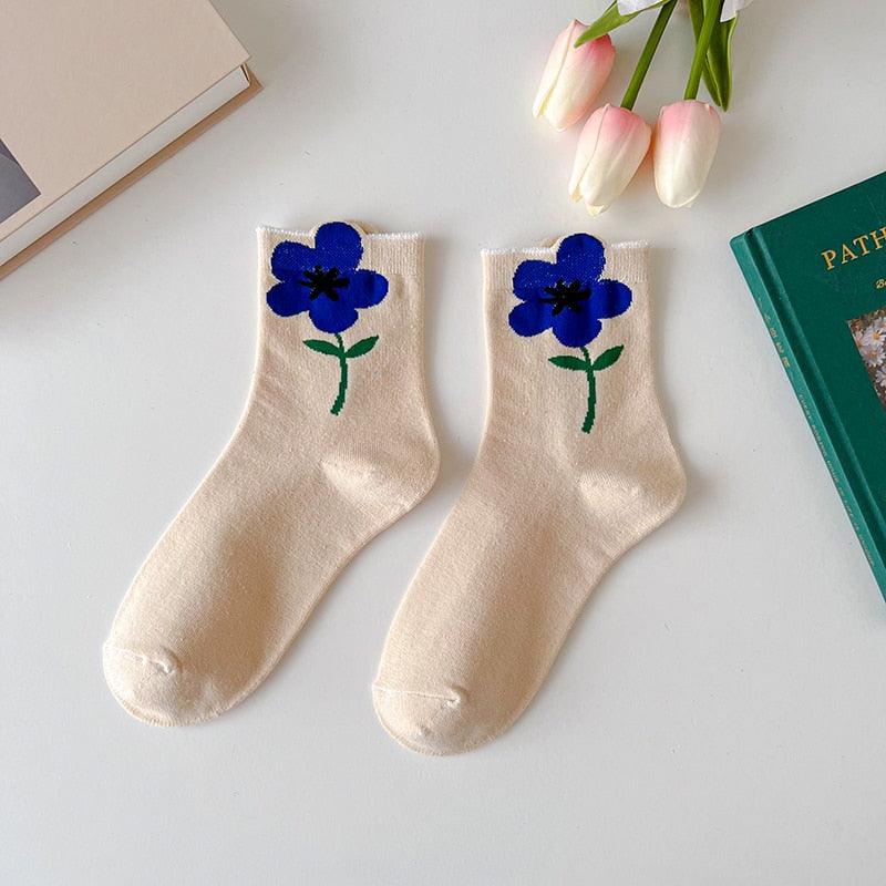 Flower mid-tube Women Socks - Try Modest Limited 