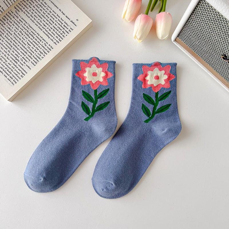 Flower mid-tube Women Socks - Try Modest Limited 