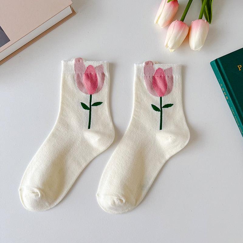 Flower mid-tube Women Socks - Try Modest Limited 