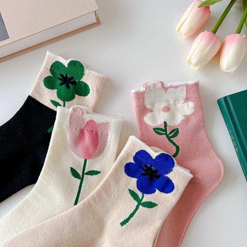 Flower mid-tube Women Socks - Try Modest Limited 