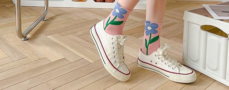 Flower mid-tube Women Socks - Try Modest Limited 