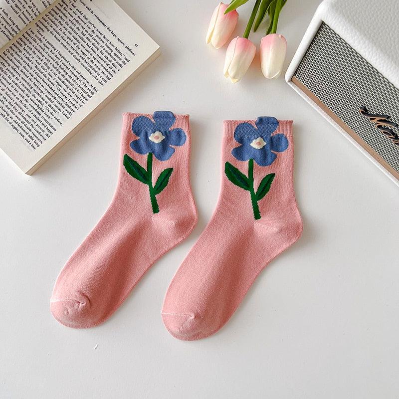 Flower mid-tube Women Socks - Try Modest Limited 