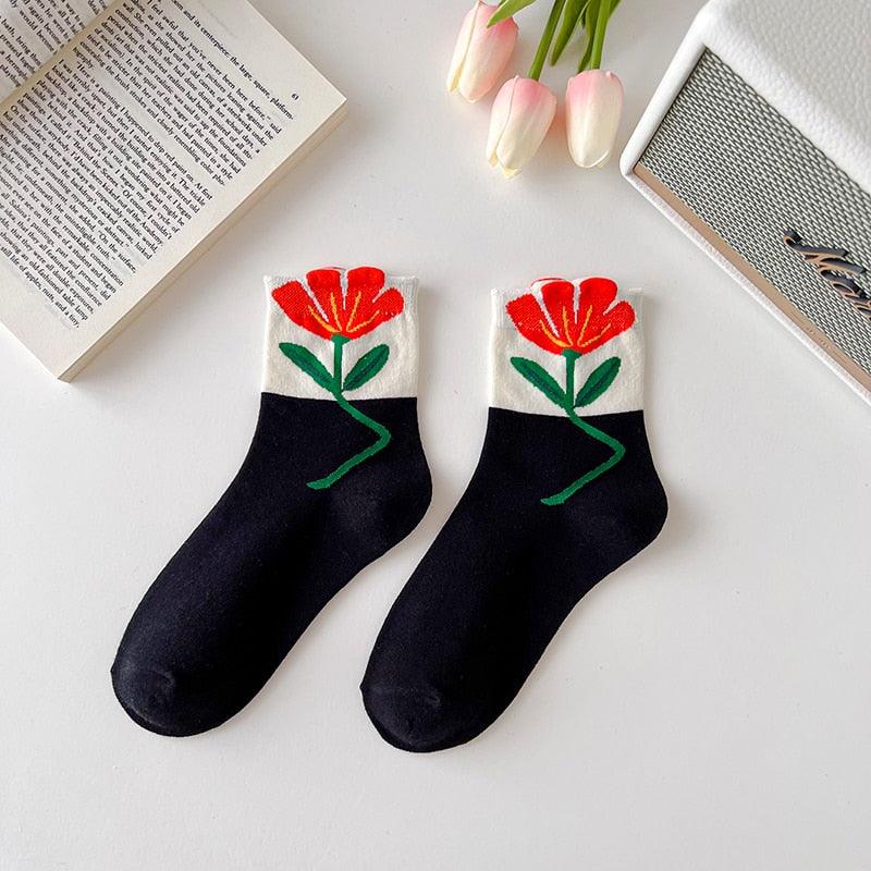 Flower mid-tube Women Socks - Try Modest Limited 