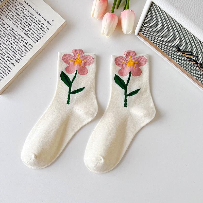 Flower mid-tube Women Socks - Try Modest Limited 