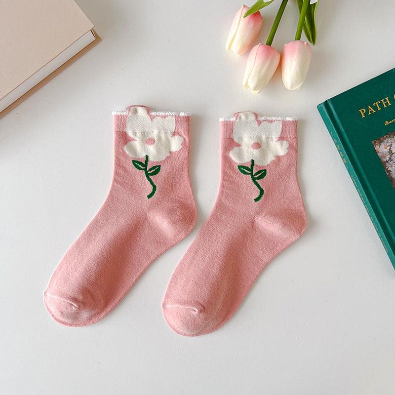 Flower mid-tube Women Socks - Try Modest Limited 