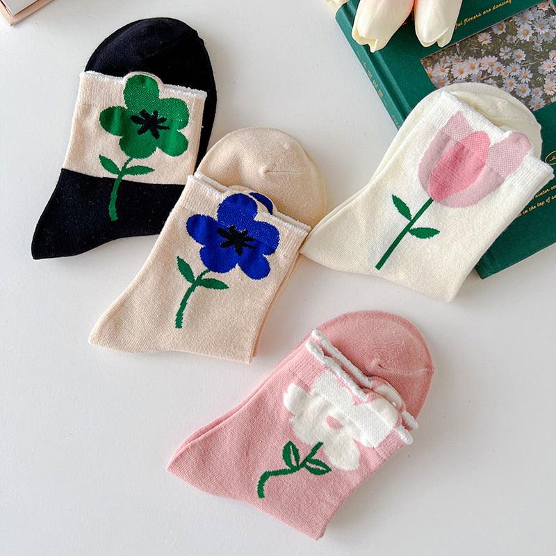 Flower mid-tube Women Socks - Try Modest Limited 