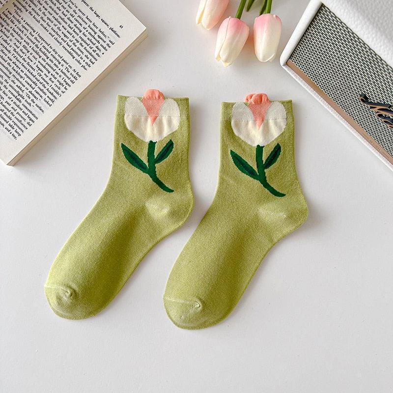 Flower mid-tube Women Socks - Try Modest Limited 