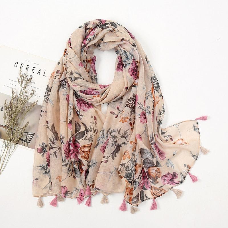 Fresh Floral Tassel Scarfs - Try Modest Limited