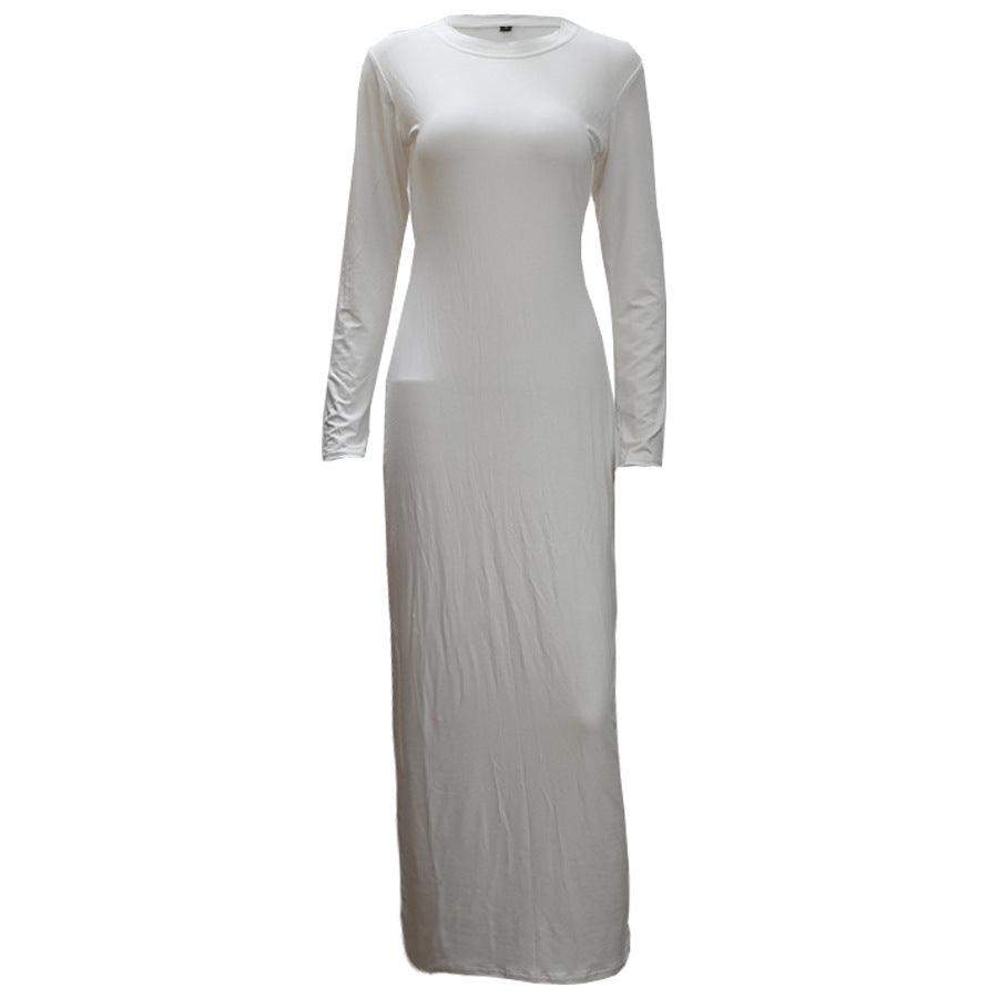 slip dress with long sleeve underneath Midi Slip Dress White / XL