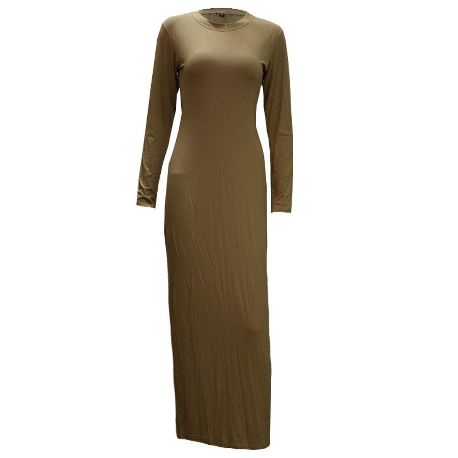 Long sleeve inner dress with round neck - Try Modest Limited 