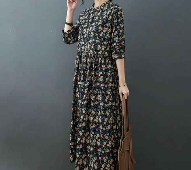 Garden Printed midi dress for Women - Try Modest Limited