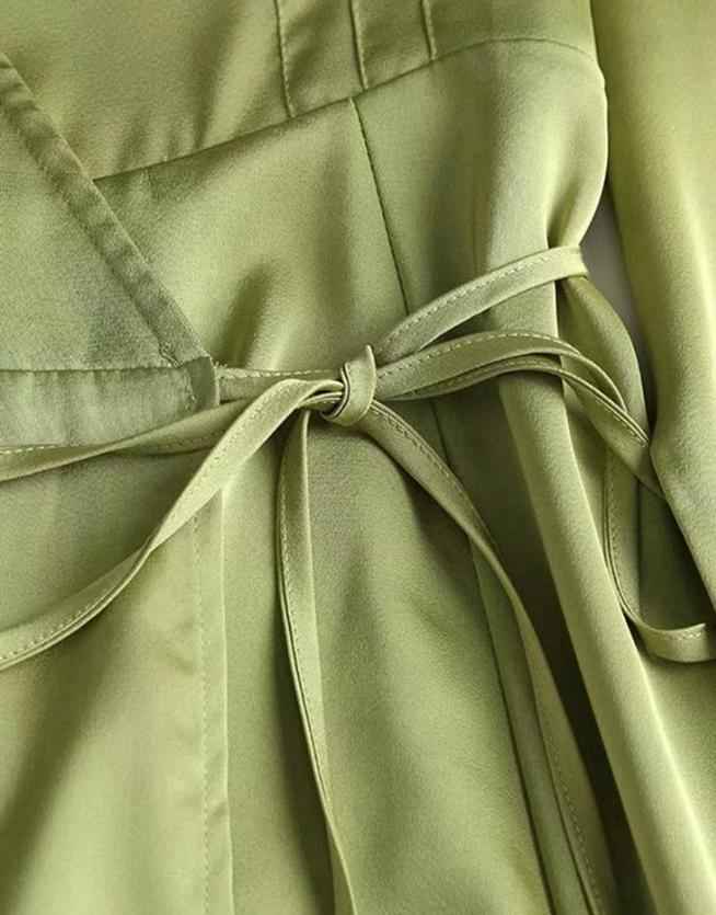 Green - Royal Satin Dress - Try Modest Limited