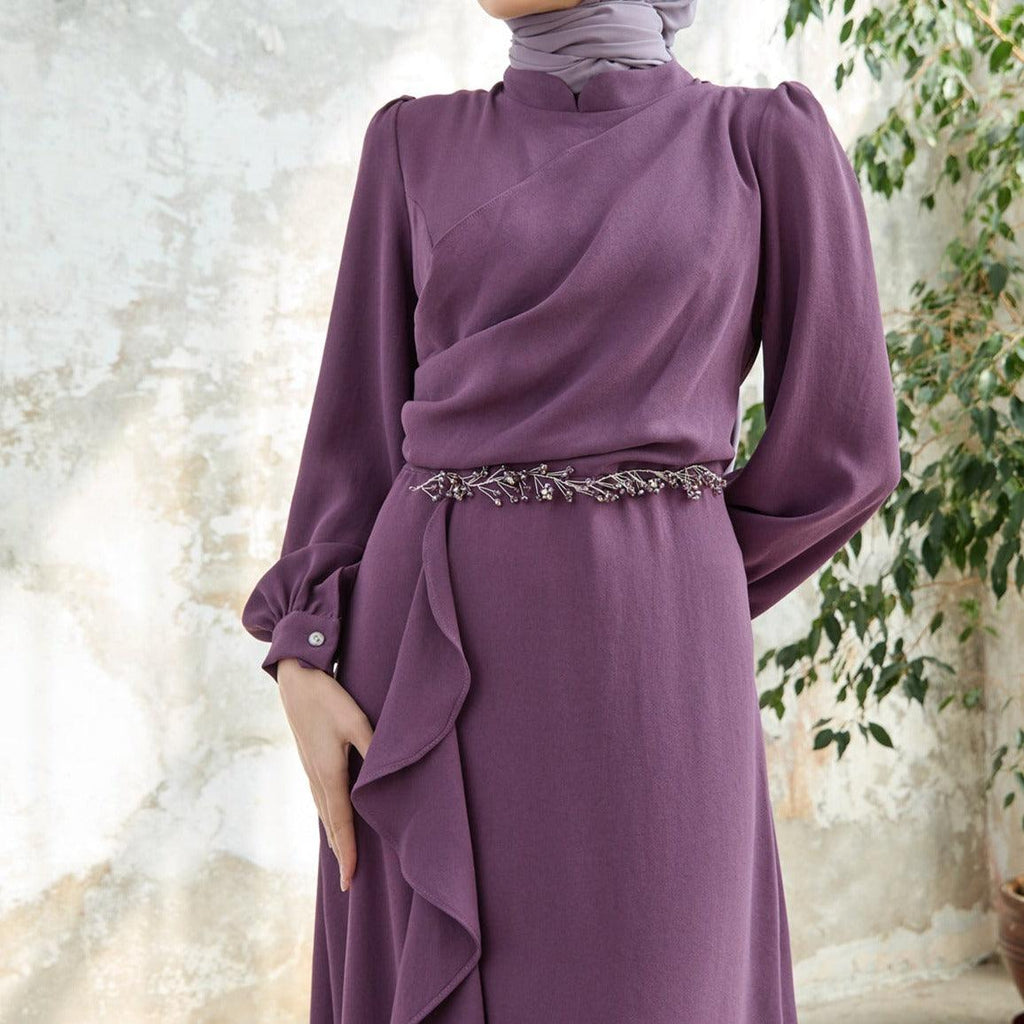 Lilac Flared modest evening dress - Try Modest Limited