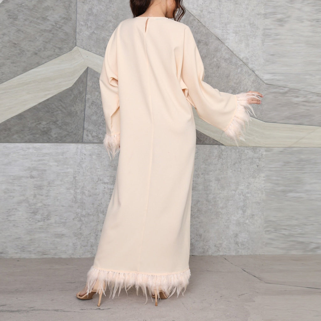 Long Sleeve Feather Dress For Women - Try Modest Limited