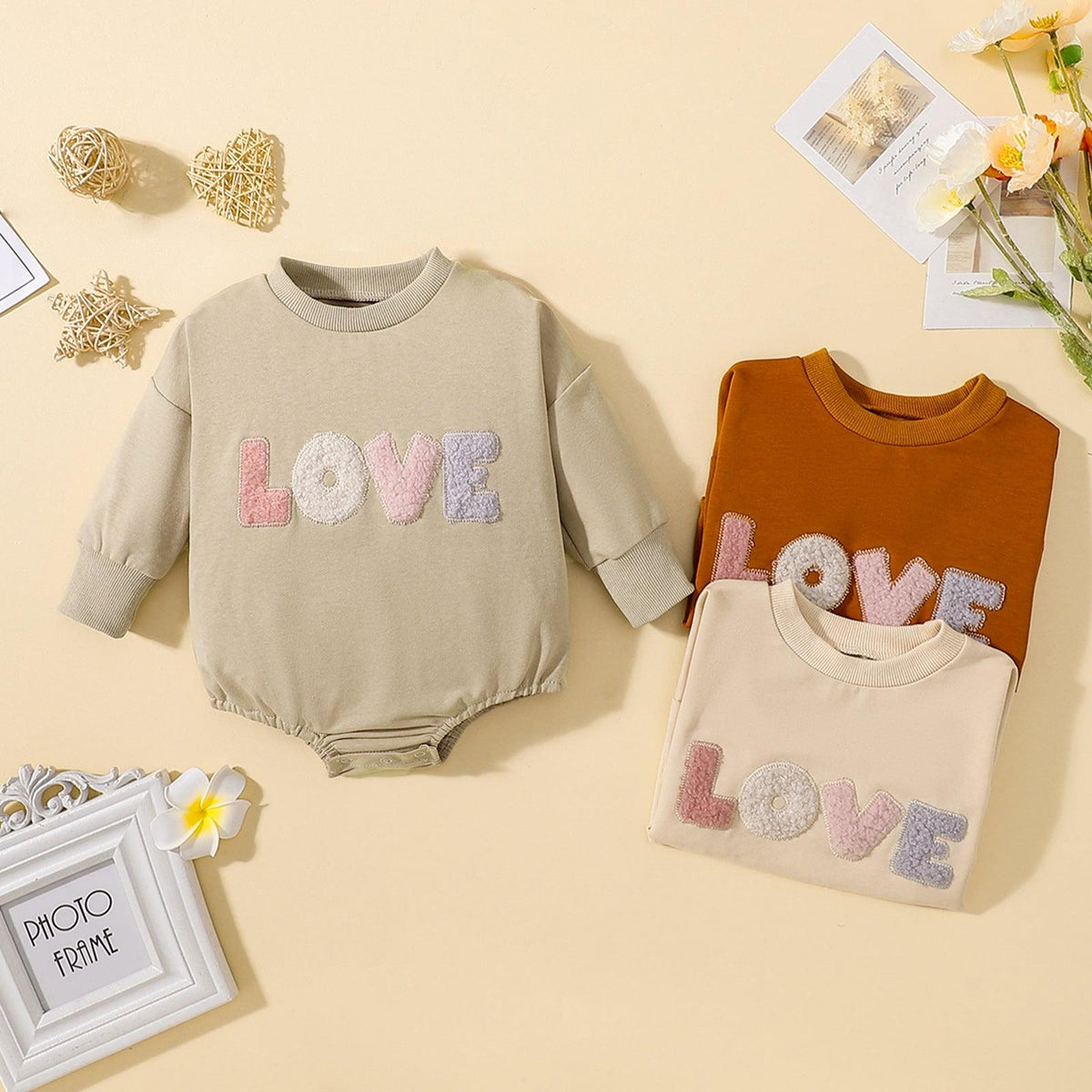 Love embroidered long-sleeved romper - Try Modest Limited