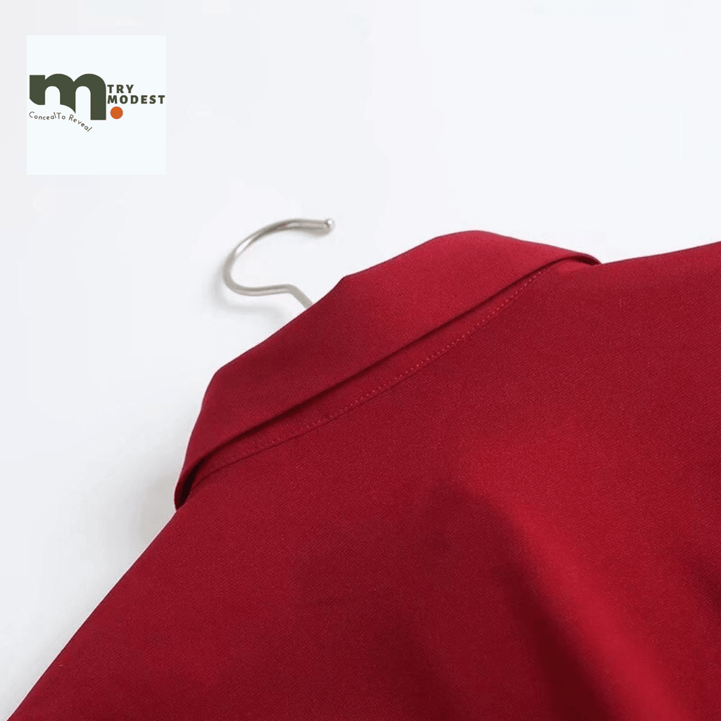 Non-Stretchable Regular Sleeve A-Line Dress - Try Modest Limited