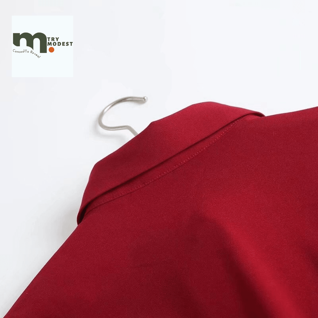 Non-Stretchable Regular Sleeve A-Line Dress - Try Modest Limited