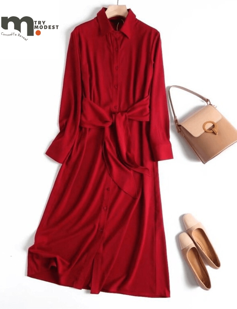 Red Mystery- Modest Dress Try Modest