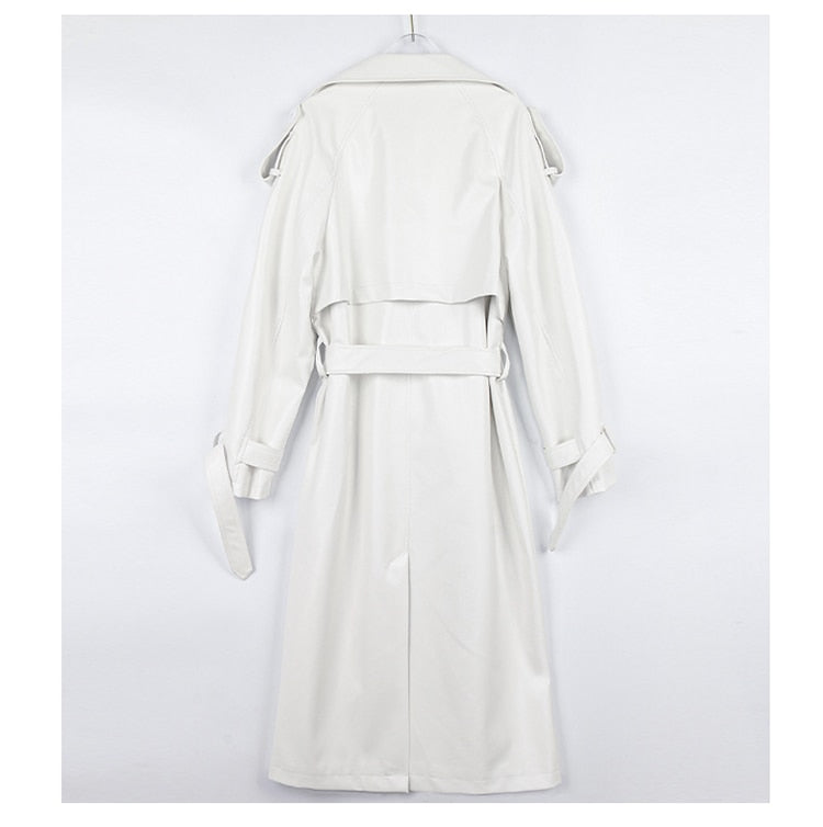 Oversized Long Waterproof Leather Trench Coat - Try Modest Limited