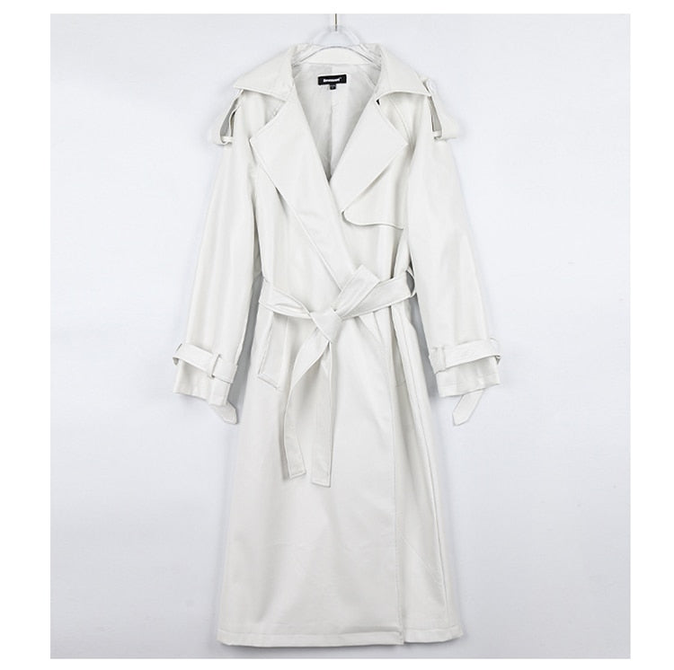 Oversized Long Waterproof Leather Trench Coat - Try Modest Limited