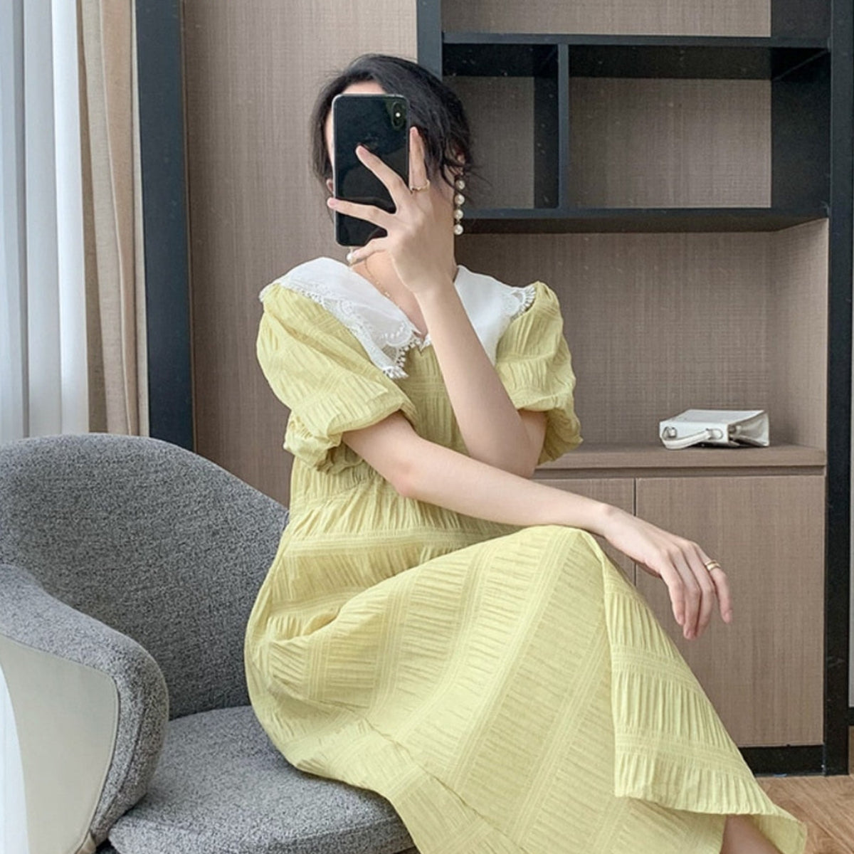 Petal-collar Half Sleeve Women's maternity dress For Summer - Try Modest Limited