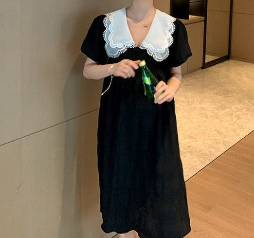 Petal-collar Half Sleeve Women's maternity dress For Summer - Try Modest Limited