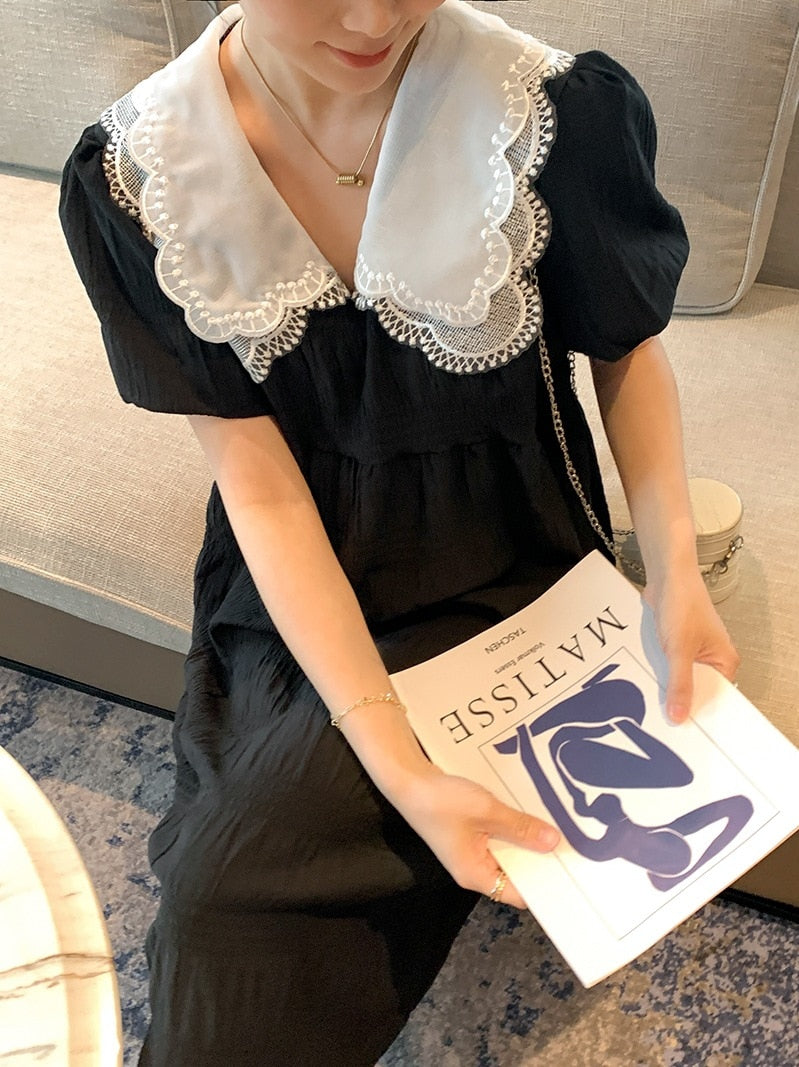 Petal-collar Half Sleeve Women's maternity dress For Summer - Try Modest Limited