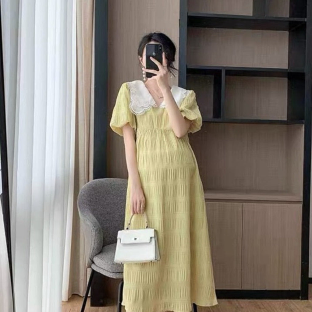 Petal-collar Half Sleeve Women's maternity dress For Summer - Try Modest Limited
