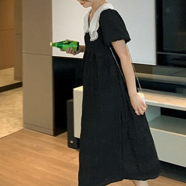 Petal-collar Half Sleeve Women's maternity dress For Summer - Try Modest Limited