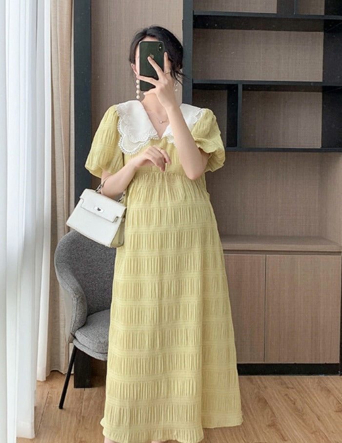 Petal-collar Half Sleeve Women's maternity dress For Summer - Try Modest Limited