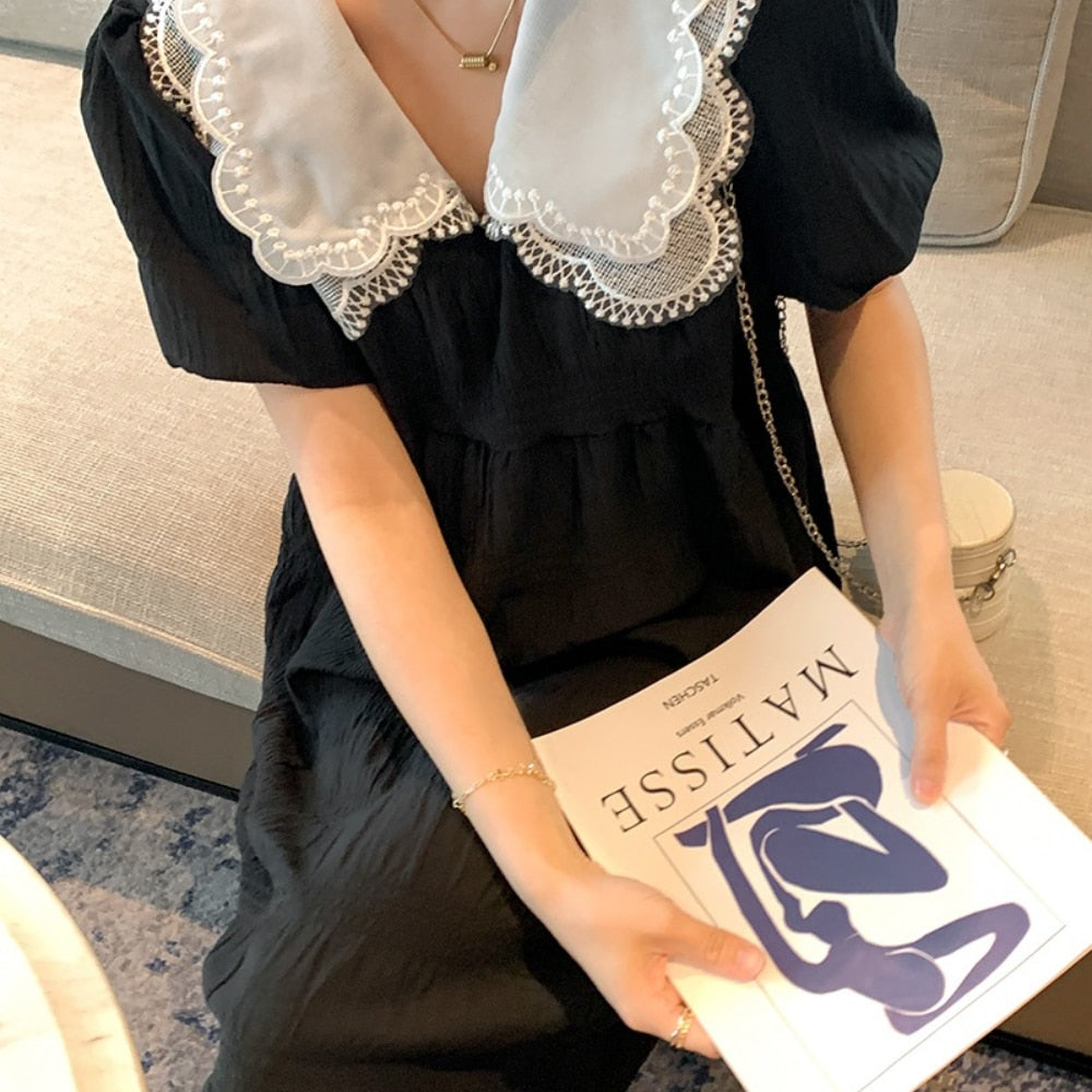 Petal-collar Half Sleeve Women's maternity dress For Summer - Try Modest Limited